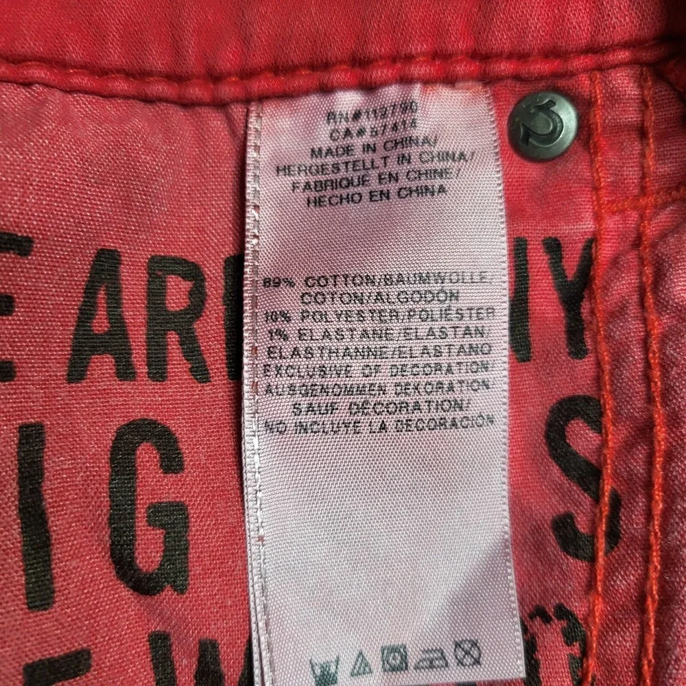 True Religion Men Denim Shorts 29 Red Geno Relaxed Slim 13